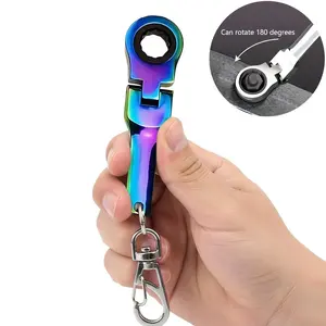 10mm Ratchet Wrench Keychain Mini Shaped JDM Metal Racing Keychain Ring Keyring Gift for Men Women