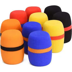 10 Pack Colorful Foam Mic Cover Handheld Microphone Windscreen, Foam Mic Windscreen with Color Ring for Mic Noise Reduction, Sponge Foam Cover Shield Protection for Most Standard Mic (5 Color)