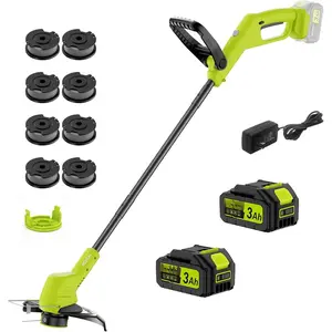 21V String Trimmer Cordless with 2x3.0Ah  and Charger, 12 Inch  Power Weed Eater String, Electric Weed Wacker, 2 In 1 Trimmer & Edger Lawn Tool Grass  with 8 Lines for Garden, Yard