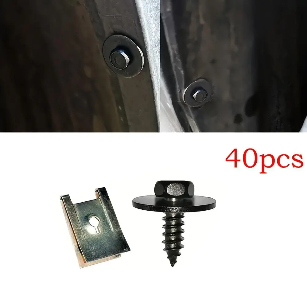 40pcs nuts installation clamps, U-shaped fasteners, U-shaped nuts and bolt seats, used for the protective device of the car engine guard plate and bumper, Automotive accessories, Car Accessory, Replacement