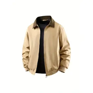 Bmuvlss Men'S Heavyweight Windproof Jacket - Thermal Insulated Hoodless Coat with Zipper Closure, Stand Collar, Beige/ Tan/Black/ - Cold Weather Outerwear for Hiking, Commuting, Everyday - Durable Polyester Construction, Winter Camping Gear, Hiking Appare