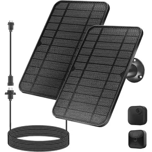 4W Solar Panel for Blink Camera Solar Kit 2600mAh Rechargeable Battery IP65 Waterproof Black 2 Pack
