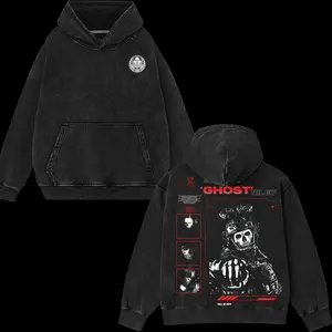 Superstyle Simon "Ghost" Riley Skull Mask Warrior Call of Duty: Modern Warfare II Edition Double Printed Oversize Lightweight Acid Washed Hoodie Game Series Graphic Design Top Cotton Streetwear Game Zone Hoodie Sweatshirt Clothes Menswear Womenswear