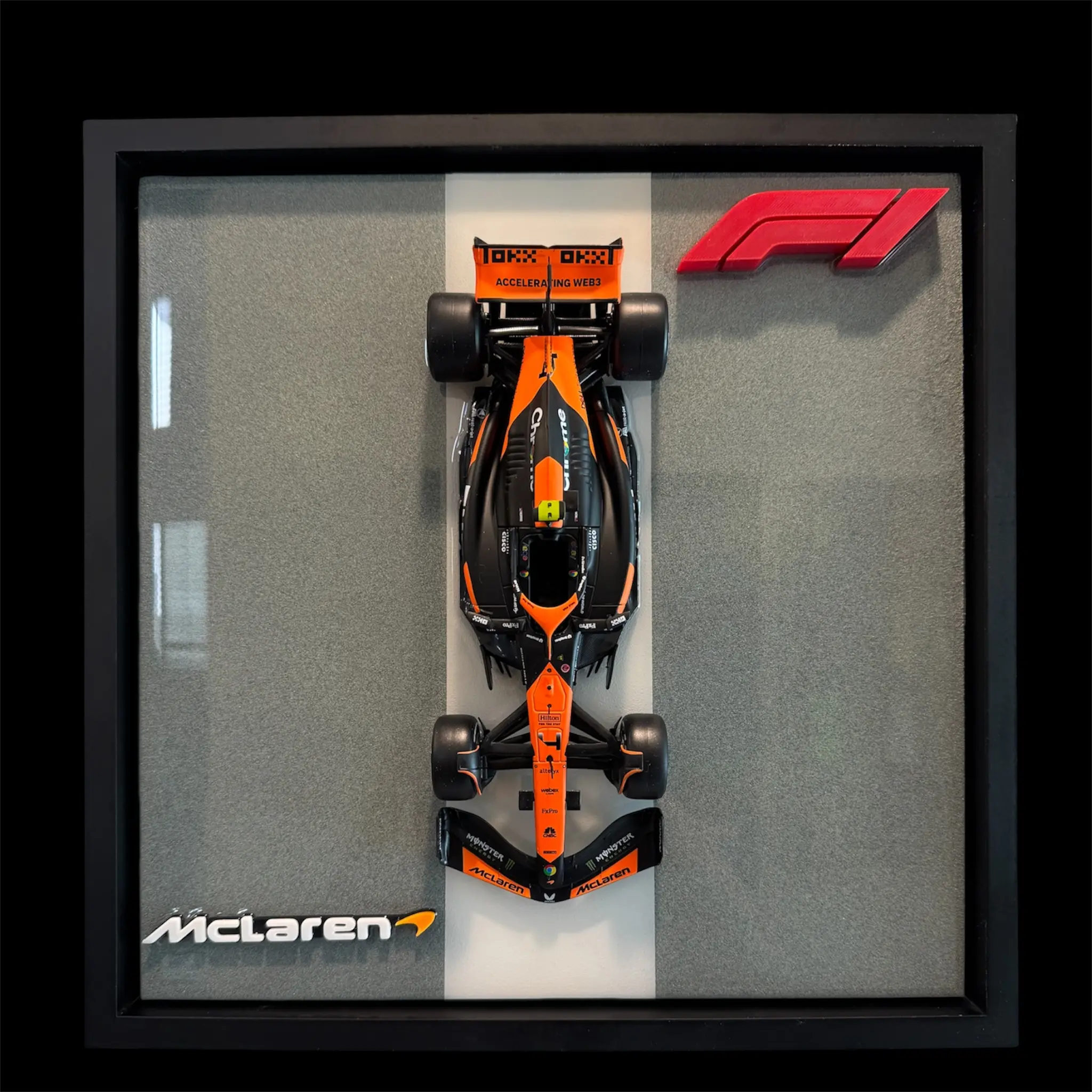 Orange Open-Wheel Racing Resin Wall Art – 12” x 12” Framed