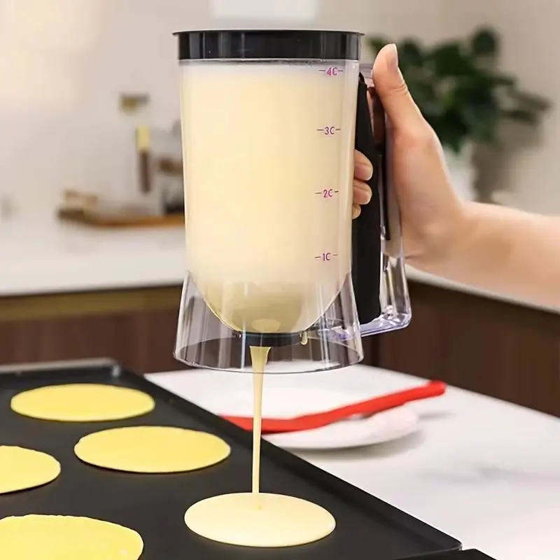 Plastic Pancake Batter Dispenser with Handle - Kitchen Utensil for Pancakes, Cupcakes, Waffles - Baking Mix Tool for Muffins, Cake Batter & Liners
