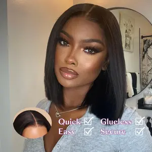 UNice Bye Bye Knots 7x5 Lace Part Glueless Pre-cut HD Lace Natural Black Straight/Yaki Bob Bleached Knots Wig