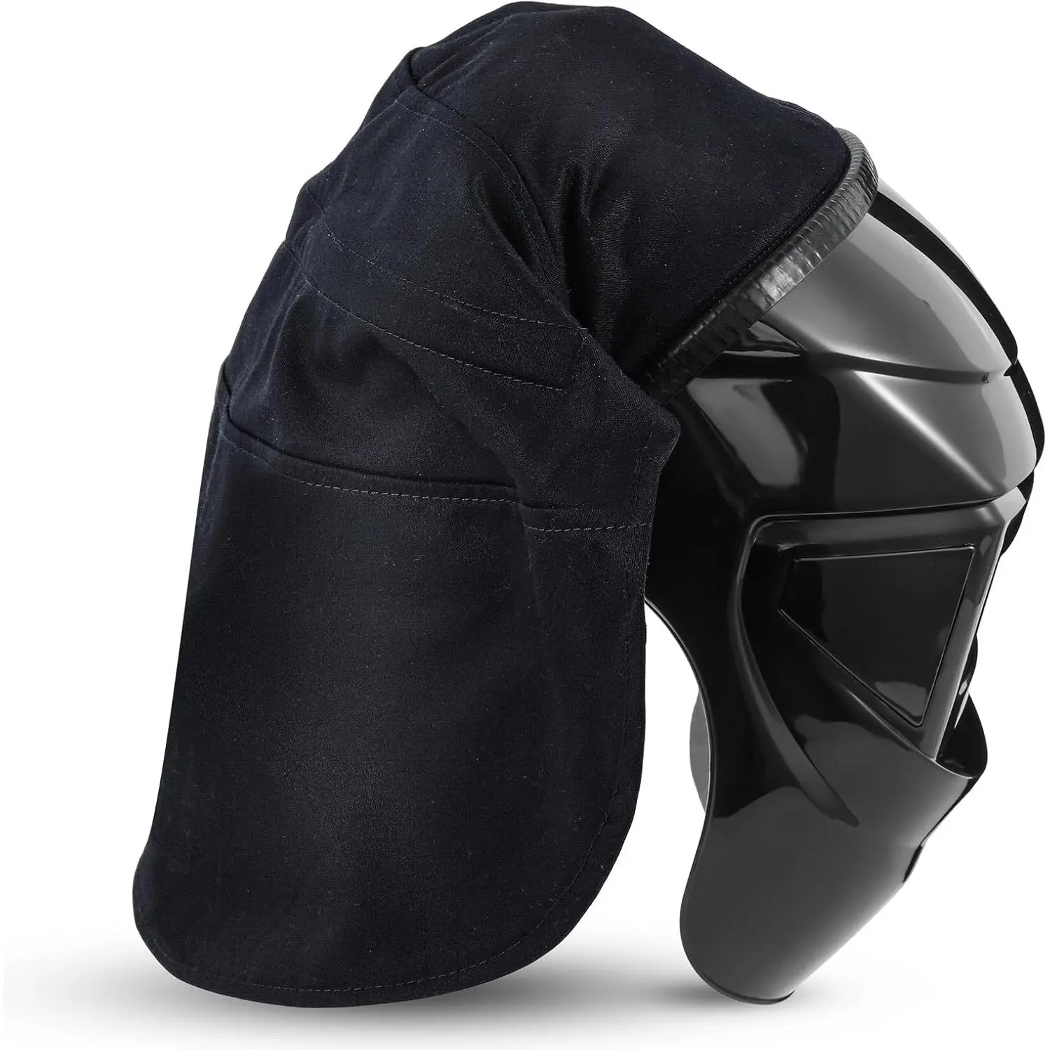 Welding Helmet Cover FR Cotton Welding Helmet Extended Headcover with Press Fit Seal Full Protection Hood Accessories Head Cover Compatible with Most Helmets(Black)