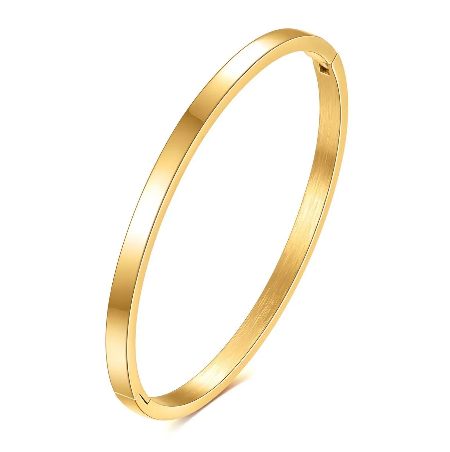 Sleekline Bangle - Solid Gold-Plated Stainless Steel, Stackable, Hypoallergenic, Waterproof Modern Fashion Bracelet Accessory