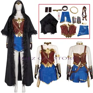Movie Magic Woman Cosplay Princess Diana Costume Combat Uniform Diana Prince Black Cloak Accessories Set Party Outfit for Women
