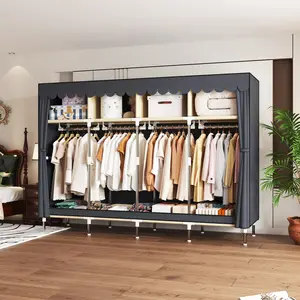 1 Large Simple Storage Wardrobe Closet - Portable Closets with Dust Cover, Sturdy Steel Frame, Durable Rack, and Ample Space for Cabinets, Bedrooms, Homes, Dorms, and Entrances - Perfect for Rental Homes and Basic Bedroom Furniture