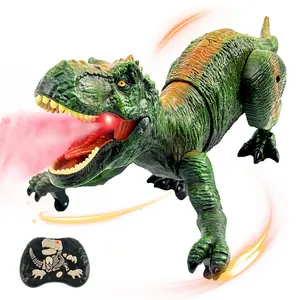 Remote Control Dinosaur Toy for Kids 4–12, RC T-Rex with Spray Mist and Roaring Sound, Walking Dino with LED Light, Birthday Gift for Boys Girls