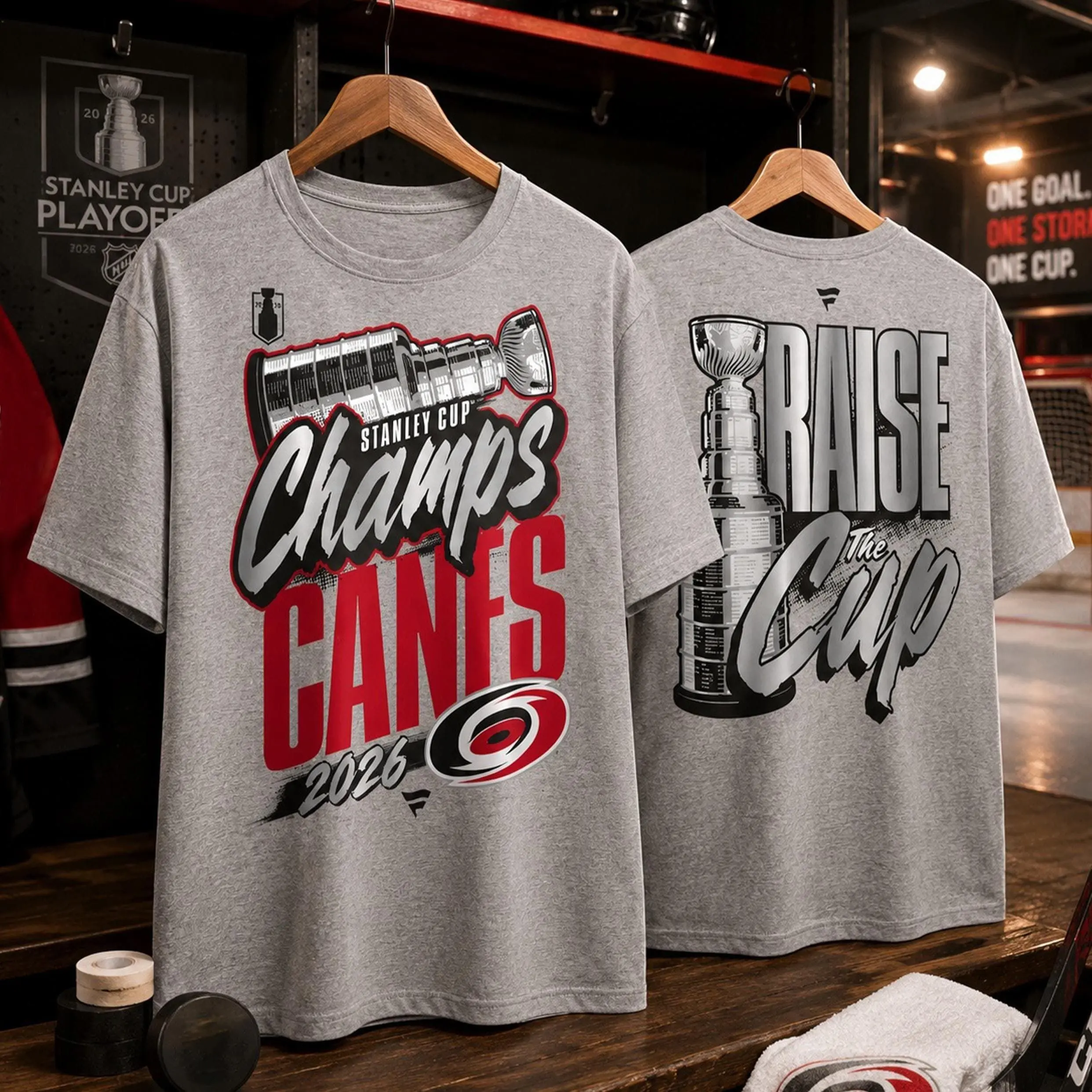 [FREE SHIP] Comfort Colors Carolina Champions Shirt, Canes 2026 Champs T Shirt, Raise The Cup Hockey Tee, Playoffs Fan Shirt