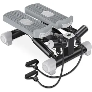 Advanced Twist Motion Mini Steppers for Exercise, Portable Stair Steppers with Ultra Quiet Design, Resistance Bands & Mat Hydraulic Fitness Stair Climber, 350lbs Weight Capacity