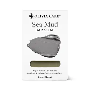 Olivia Care Sea Mud Bar Soap - 8 oz Triple Milled All-Natural Cleanser for Body Care & Skin Repair - Paraben & Sulfate-Free