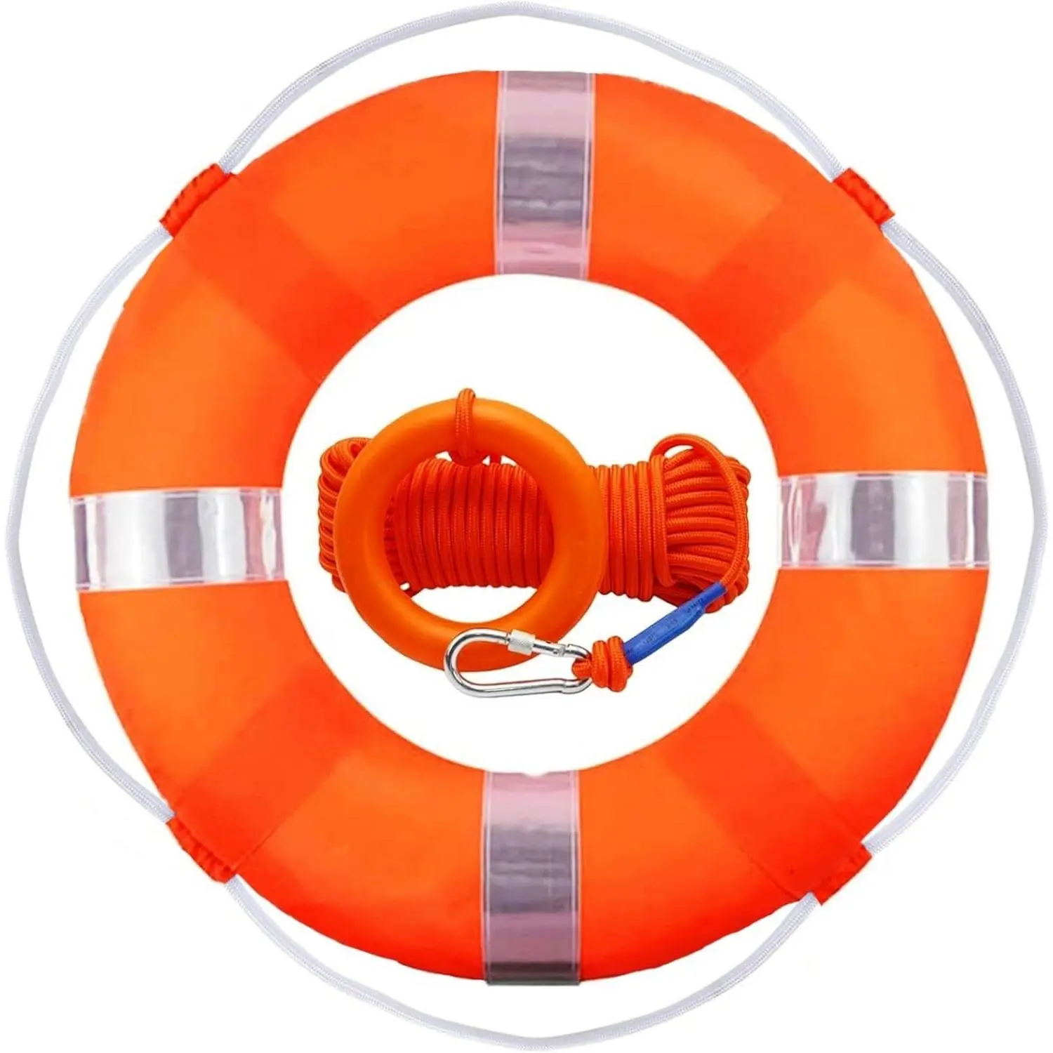 RingLife Large Size Ring-Shape Preserver Set, 20-Inch Swim Foam Buoy, 98.4FT Water Floating Lifesaving Rope, 50kg-800kg Capacity Swimming Pool Safety Throwable Flotation Throwing Ring with Perimeter Rope