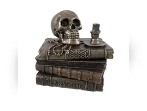 Bronze Wizard’s Study Books and Skull Trinket Stash Box