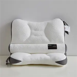 2-in-1 PE Hose & Fiber Pillow - Adult Anti-Collapse Cervical Traction Pillow with Massage Particles, Orthopedic Neck Support, Breathable Washable, Soft for Bedroom/Office/Business Trips