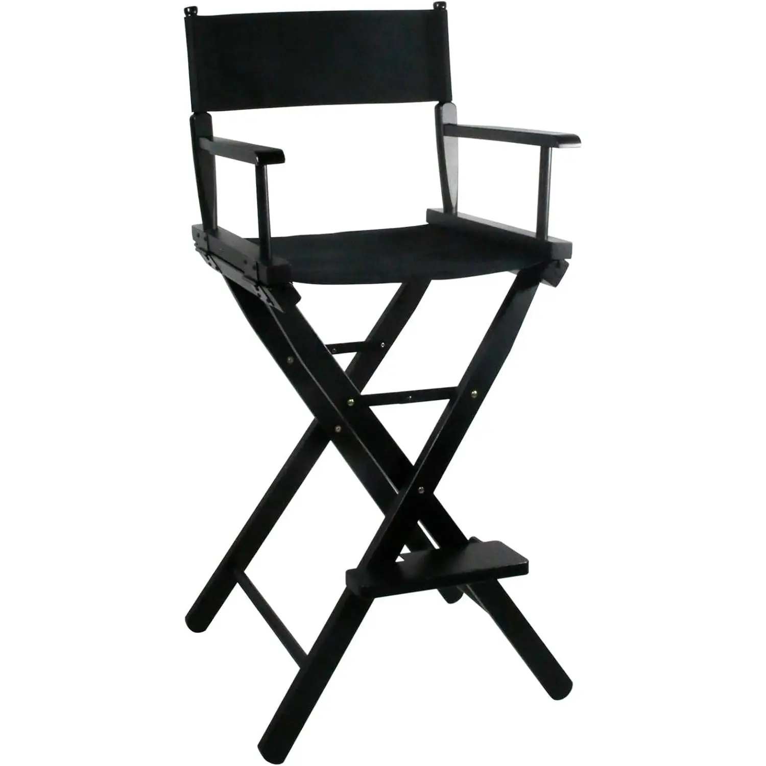 Women’s 30-in Foldable Director’s Chair with Portable Footrest, Solid Hardwood Frame, 250 lb Capacity, Black - For Photography, Professional Salon Use, Home Studio