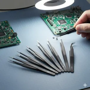 Professional Anti-Static Tweezers Kit, 6-Piece Precision Electronic Repair Tools for Phone Watch, High-Accuracy Stainless Steel Non-Slip Tweezers, DIY Jewelry Making, Laboratory, Component Assembly & Disassembly, Handcraft Tool Set