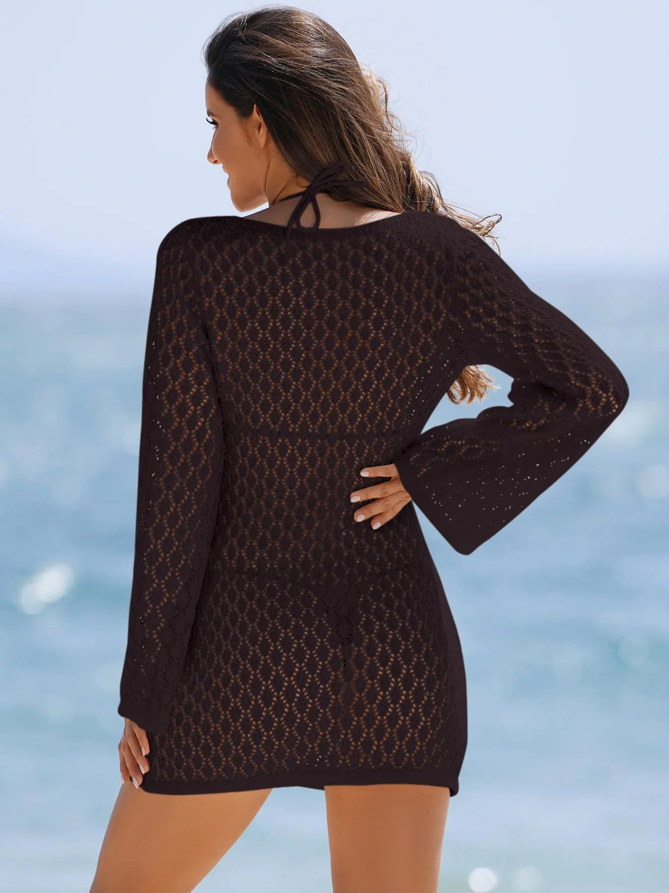 Women's Plain Cut Out Hollow Out Sheer Cover Up Dress, Casual Long Sleeve Scoop Neck Swimwear for Summer, Ladies Beach Holiday Vacation Clothes, Beach Cover Ups, Clothing - TikTok Shop Women's Plain Cut Out Hollow Out Sheer Cover Up Dress, Casual Long Sleeve Scoop Neck Swimwear for Summer, Ladies Beach Holiday Vacation Clothes, Beach Cover Ups, Clothing - TikTok Shop