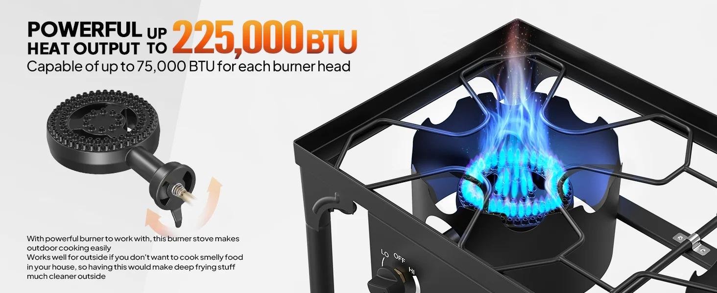[TOP RATED - FLASH SALE] ROVSUN 3-Burner 225000 BTU Outdoor Camping Propane Stove