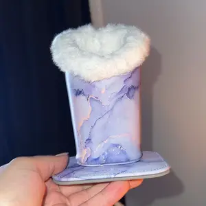 Fintie Eyeglasses Holder with Soft Furry Lining and Magnetic Base, Durable Glasses Stand Case Vegan Leather Exterior, Portable Sunglasses Organizer