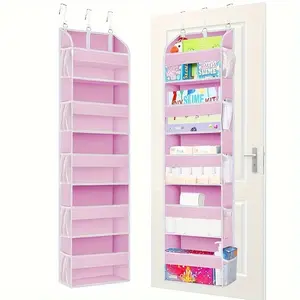 Doorway hanging Home Storage organizer with 5 pockets, 10 mesh bags, and a 44-pound (approximately 20 kg) weight capacity, featuring transparent windows. Suitable for bedrooms, bathrooms, and as Halloween or Christmas gifts.