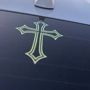 Holographic Cross 6in by 5in - Stylish Car Decal for Vehicle Decoration