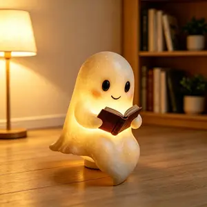 Ghost Reading Book Night Light, Home Decor Statue, Waterscape Decoration Accessory for Home Supplies