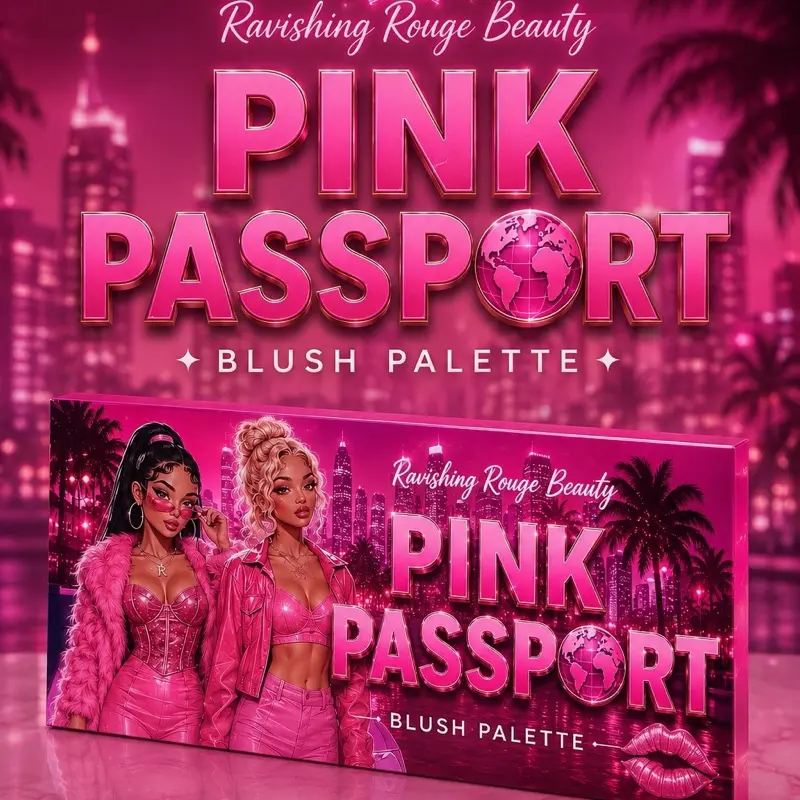 Pink Passport Palette, 3-Pan Blush & Highlighter Makeup Palette