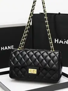 Large Capacity Luxurious Chain Shoulder Crossbody Bag, Fashion Design Trendy Rhombus Pattern Women's Bag, Versatile Elegant Style, Fashionable Patterned Bag, Fashionable Bags
