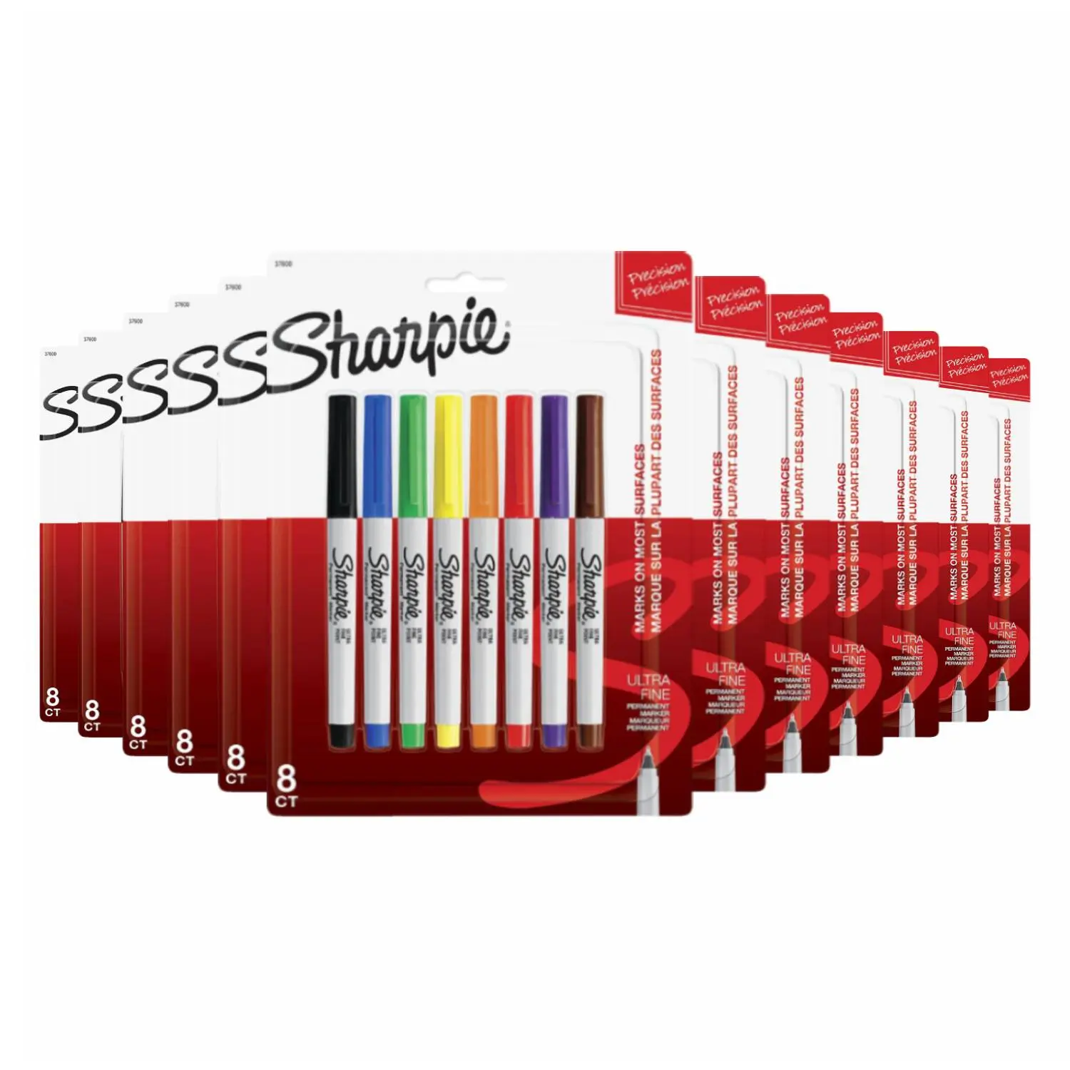 Sharpie Permanent Markers, Ultra Fine Point, Classic Colors, 8 Count - 12 Pack