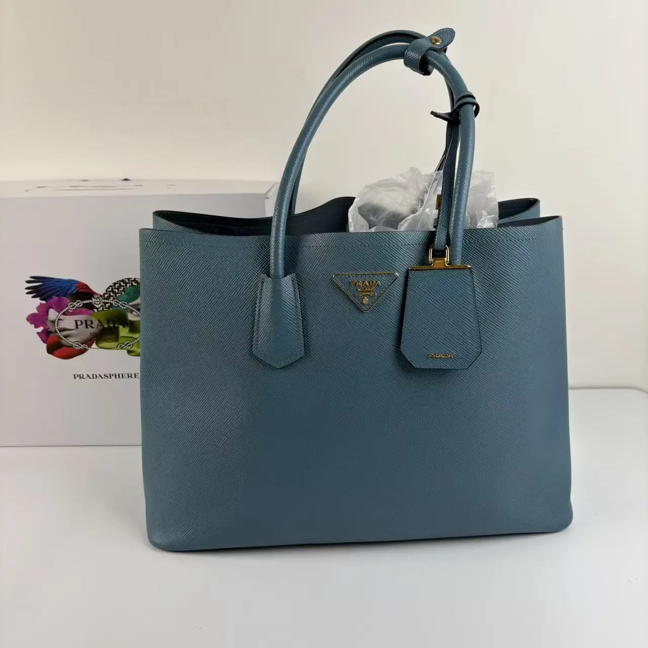 Pre-owned PRADA Saffiano Medium Double Tote Bag
