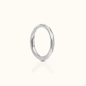 Geometric Cut Clicker Titanium Hinged Hoop Earring