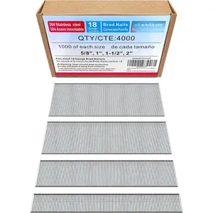 18 Gauge 304 Stainless Steel Brad Nails 18 GA   Nails Assorted and Small Finishing Nails for Pneumatic, Electric Brad Nailer (5/8"+1"+1-1/2"+2"-4000 pcs)