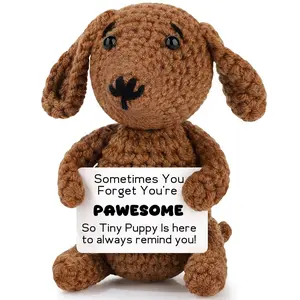 Dachshund Gifts for Women, Positive Crochet Animals Emotional Support Gifts for Dachshund Dog Lover, Handmade Positive Crochet Dog Decor for Women, Stuffed Animal