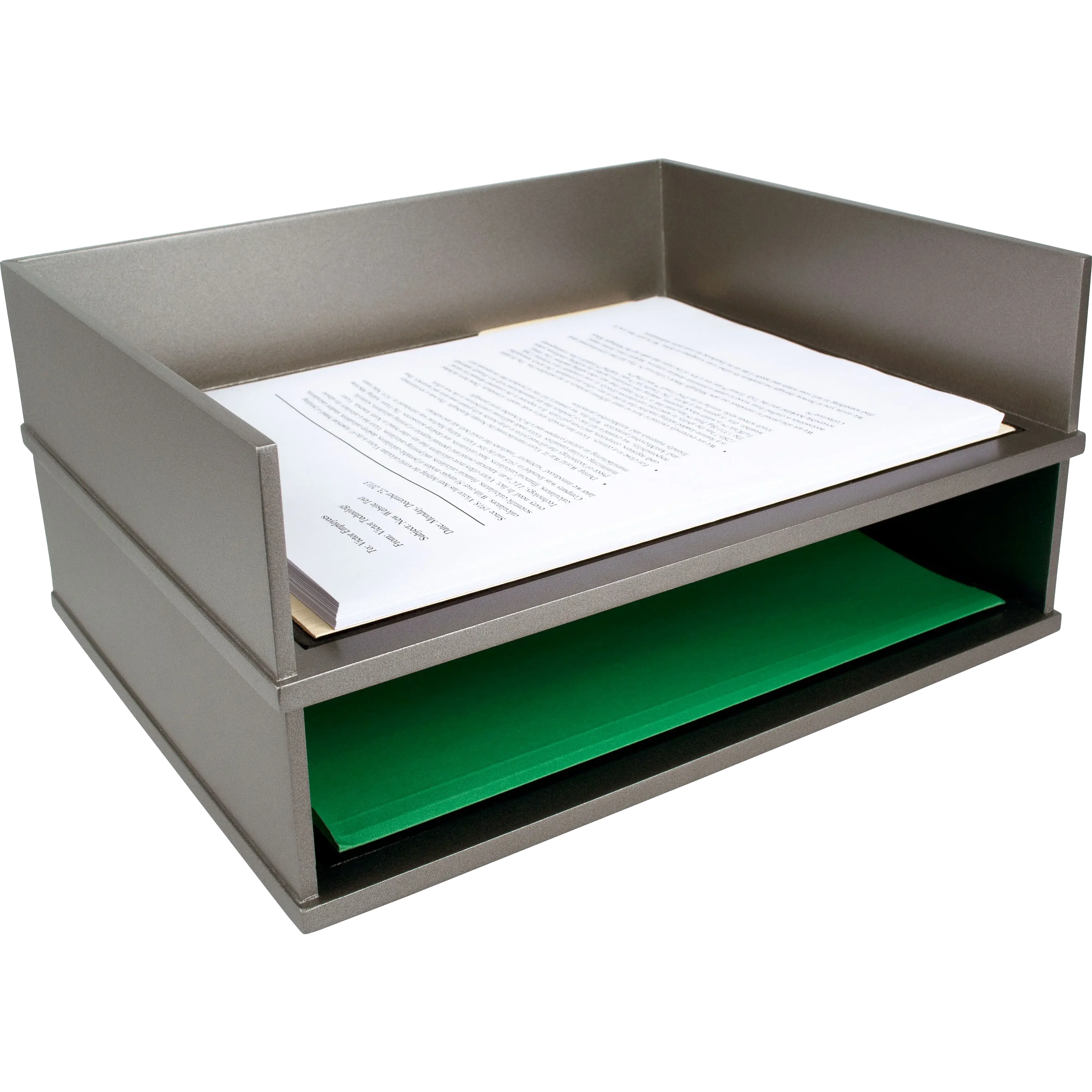 VICTOR® Solid Wood Side-Load Stacking Letter Tray Desk Organizer - Faux Leather Accent, Data Paper Holder, Work Sorter, Office Stationery Supplies - Stackable up to 5 High, Data Paper Organizer, Work Organizer