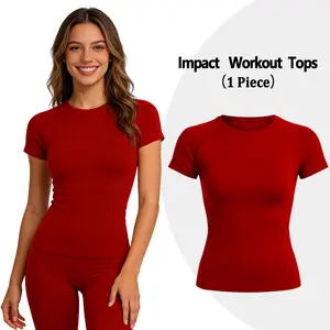 GYMER Impact Women's Workout Tops Short Sleeve Moisture Wicking Breathable Gym Tops for Women Athletic Activewear for Yoga Fitness Running Daily Exercise