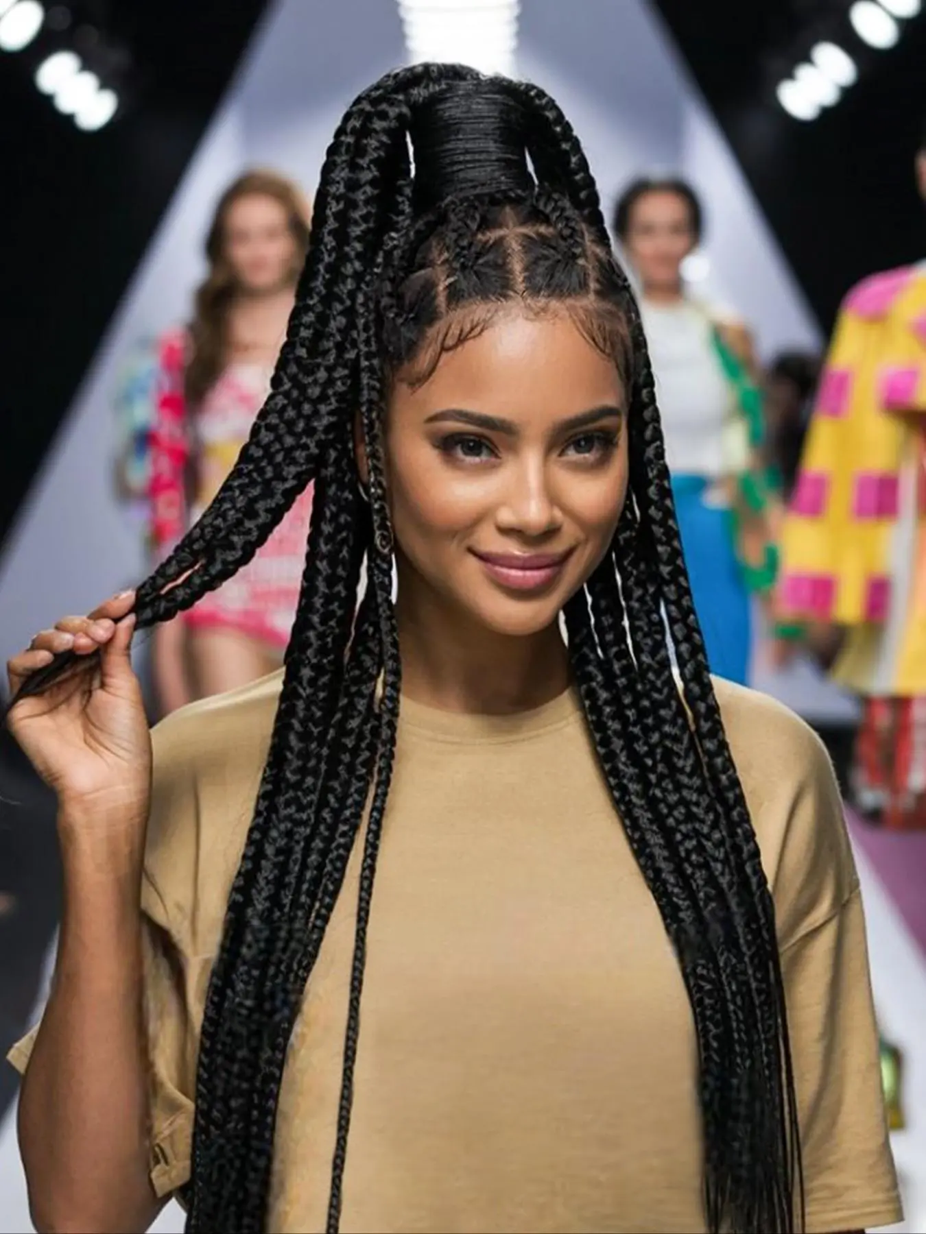 34 Inch Long Box Braided Wigs for Women, Full Lace Braided Wigs with Baby Hair, Synthetic Braided Lace Wigs for Party, Daily Use