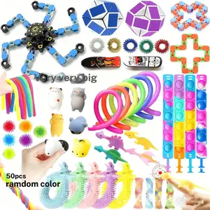 50/70 Piece Anxiety Toy Set, Plastic Sensory Toys for Teens, Party Gifts, Classroom Prizes, Halloween & Christmas, Random Colors, Bulk Pack