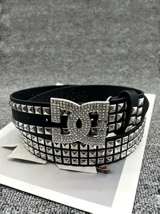 Y2K Waist Belt Luxury Women's Rhinestone Punk Style, Hot Girl Fashion Studded Leather Embellishment, Unique Style Accessory, Rhinestone Decorated Belt