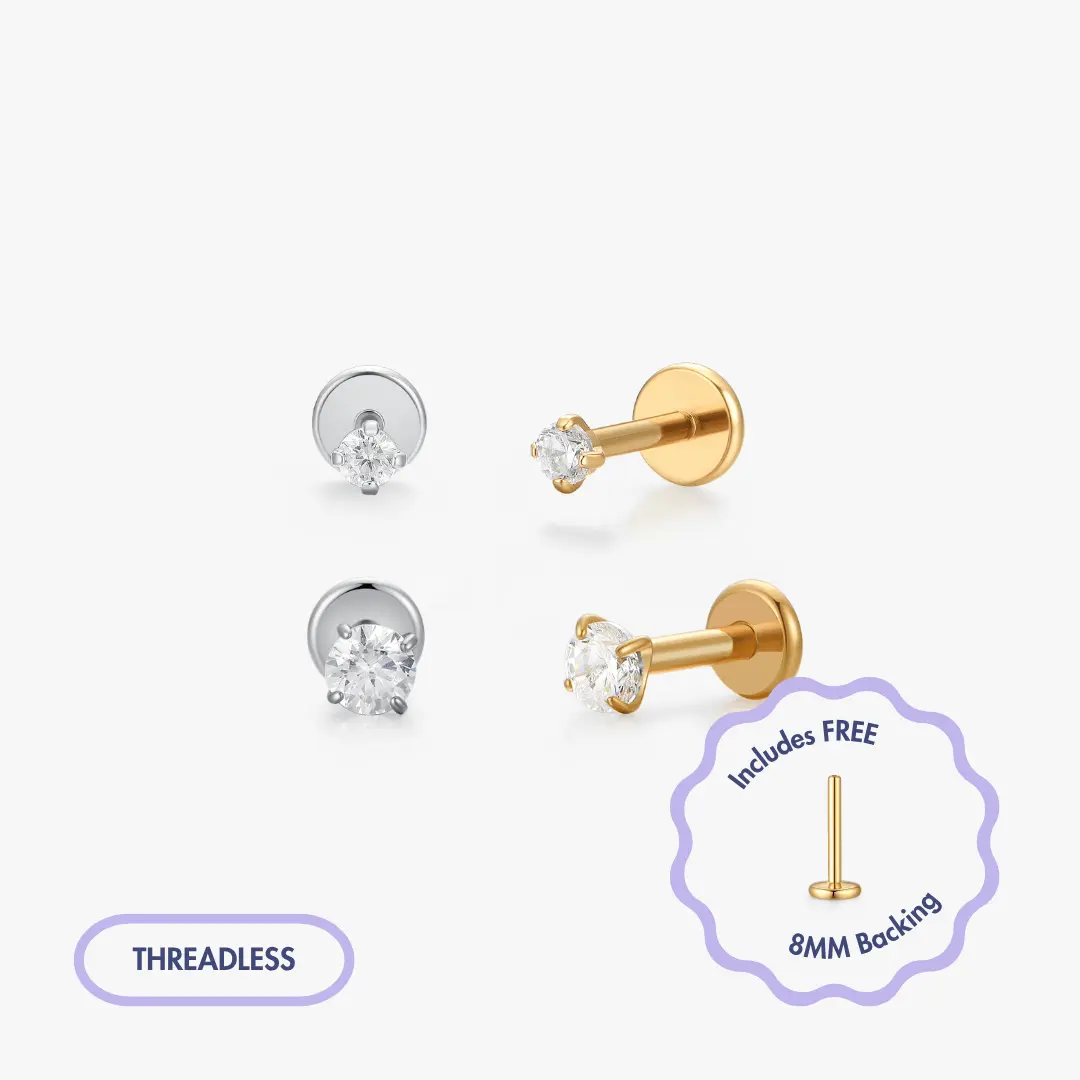 Titanium CZ Flat Back Stud (Single)
