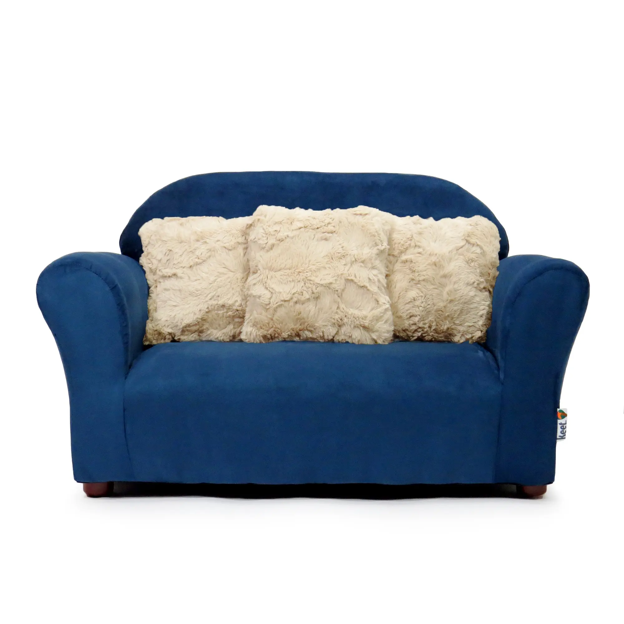 212 MAIN Keet SR061 Plush Children's Fun Furniture Sofa with Accent Pillows, Navy - 32x18x18 in