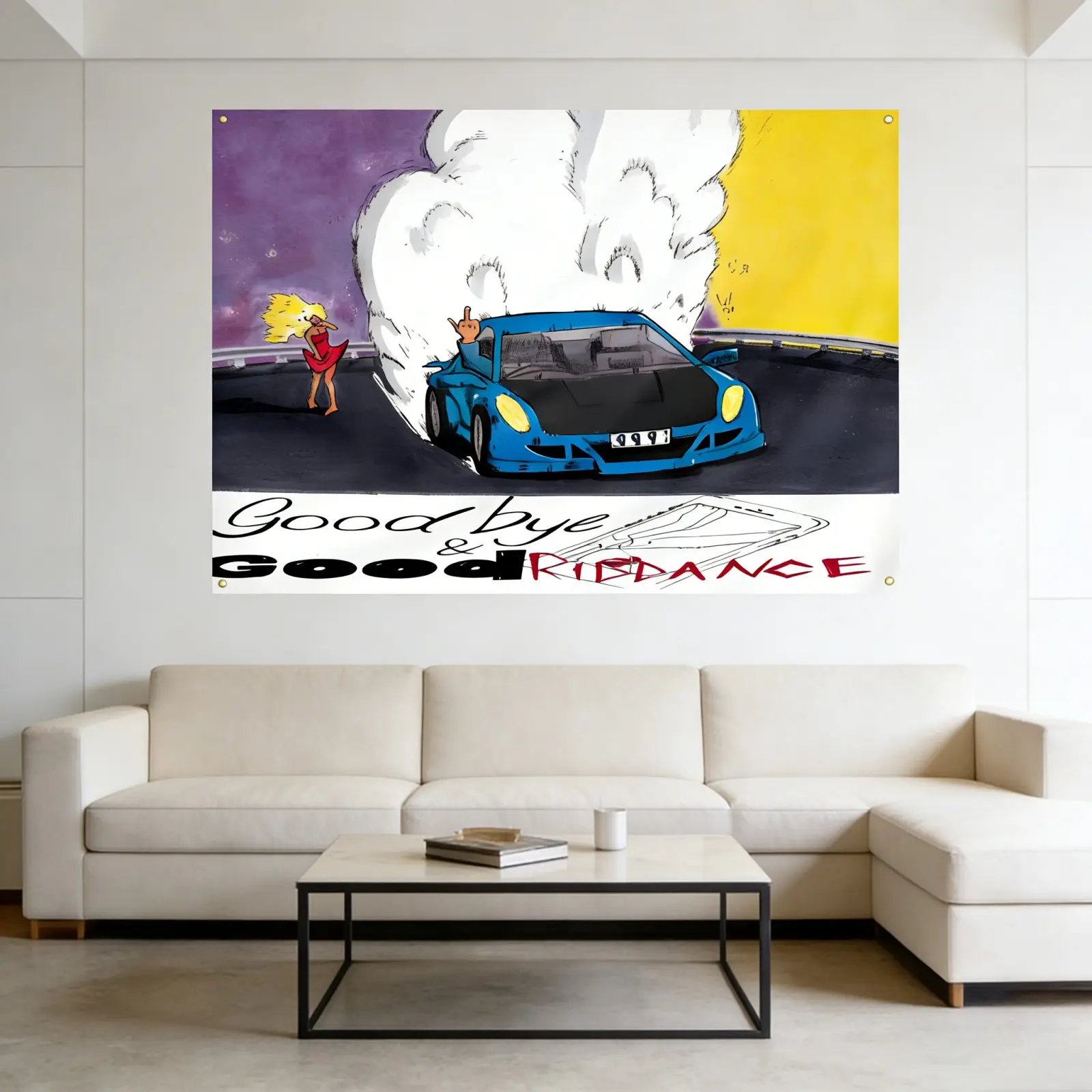 アート・デザイン・音楽 LARGER THAN LIFE Black Flag Memorabilla Rapper 3x5Ft Flag Goodbye and Good Riddance Funny Wall Hanging