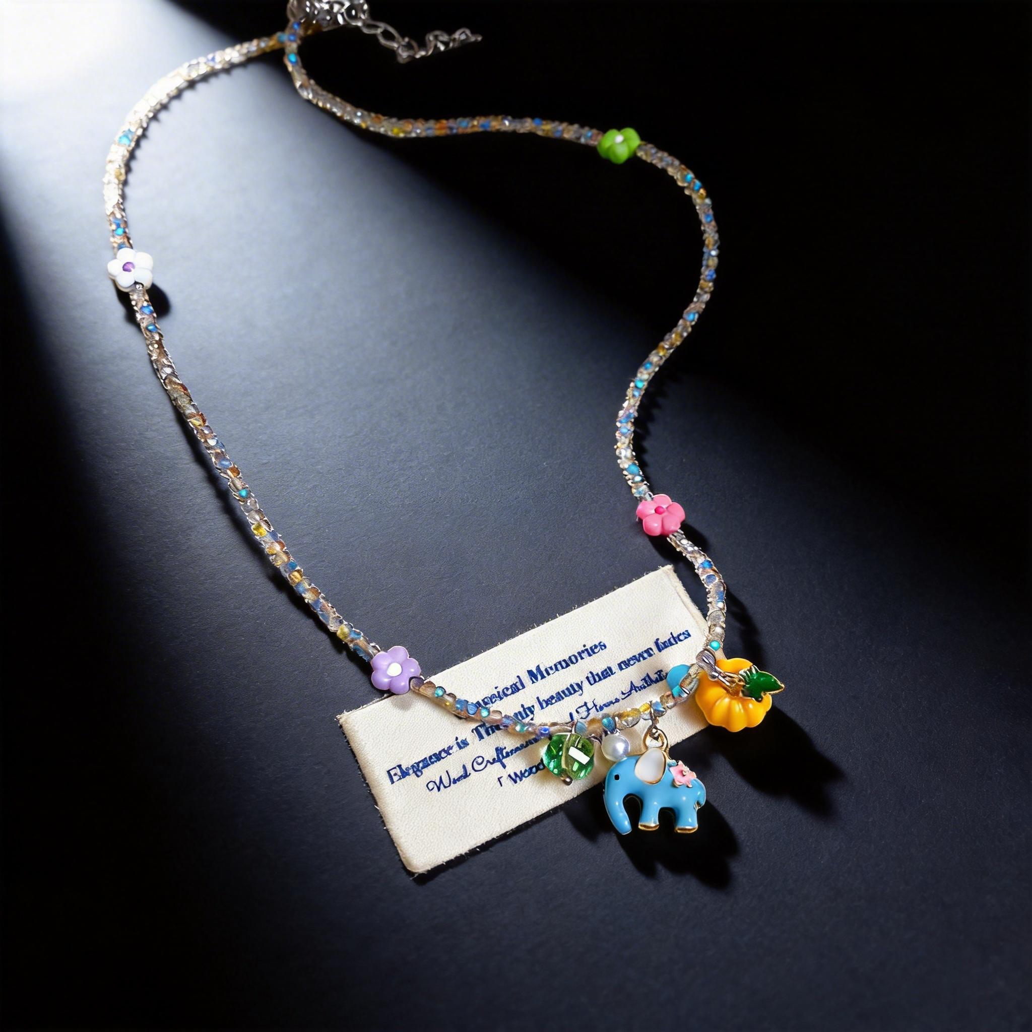 Hypoallergenic Cute Blue Elephant Pumpkin Pendant Necklace, Colorful Beaded Flower Choker for Girls, Sweet Gift for Daughter, Niece, Best Friend, Ideal for Summer, Holiday, Party & Everyday Wear Hypoallergenic Cute Blue Elephant Pumpkin Pendant Necklace, Colorful Beaded Flower Choker for Girls, Sweet Gift for Daughter, Niece, Best Friend, Ideal for Summer, Holiday, Party & Everyday Wear