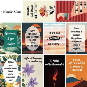 Vintage Wall Sticker, 10pcs/set Flower & Letter Pattern Wall Decal, Wall Art Decorative Sticker for Home Living Room Bedroom