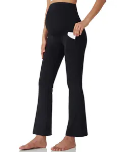 POSHDIVAH Women's Maternity Yoga Pants Work Lounge Stretchy Bootcut Flare Pants Pregnancy Dress Trousers for Business Casual maternity bottom pregnancy supply