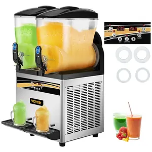 VEVOR Commercial Slushy Machine,  , 15Lx2 Tank Margarita Maker, 1000W Stainless Steel Smoothie Frozen Drink Maker for Supermarkets Cafes Restaurants Bars Home Use