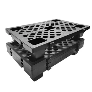 Lightweight Nestable Plastic Pallets – Interlinked Floor Pallets with Breathable Grid, Dampure-Proof & Waterproof, Appropriate for Indoor/Outdoor Storage in Warehouse, Supermarket, Basement, 23.6" x 15.7" x 3.9", 4/6/8 Pack, Black