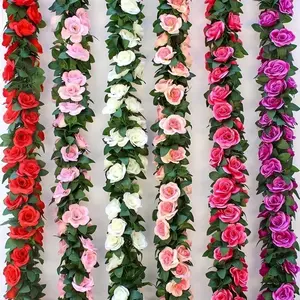 Artificial Rose Vine, Fake Rose Garland, Fake Flower Vine, Artificial Hanging Flowers, Decorative Flowers for Home Garden Wedding Party Decoration, Fruit